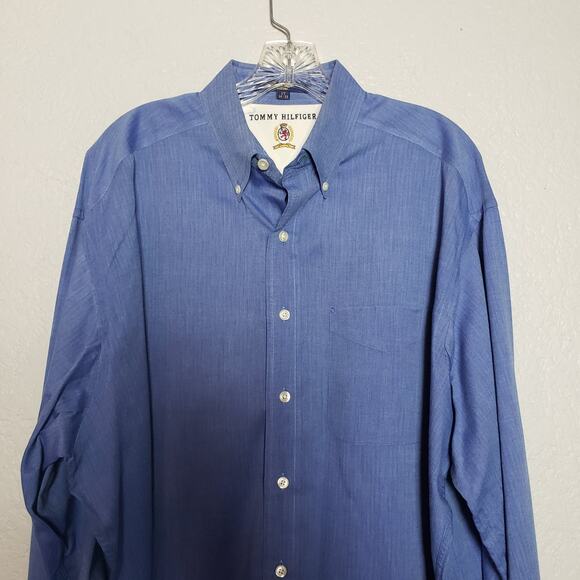 Tommy Hilfiger Button Up Dress Shirt Long Sleeve Blue- 17 34-35 - Picture 3 of 6